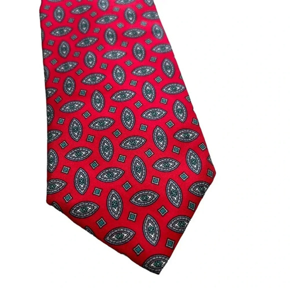 Lord & Taylor Red Geometric Silk Tie - Picture 2 of 3